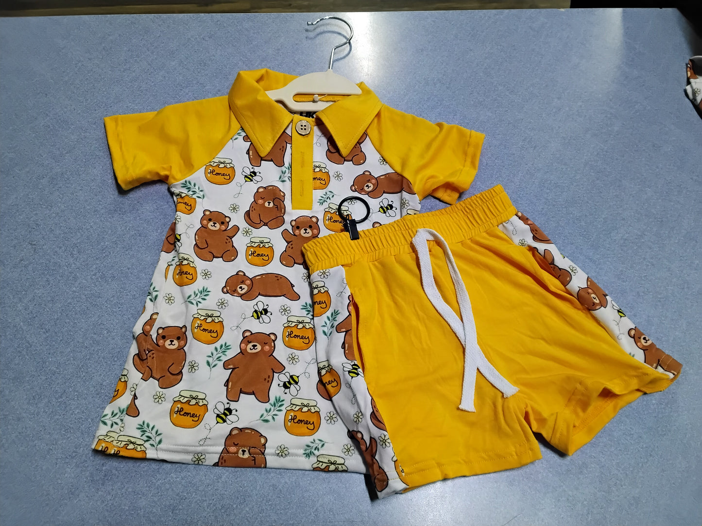 Honey Bear Short Outfit with Polo Collar Bamboo