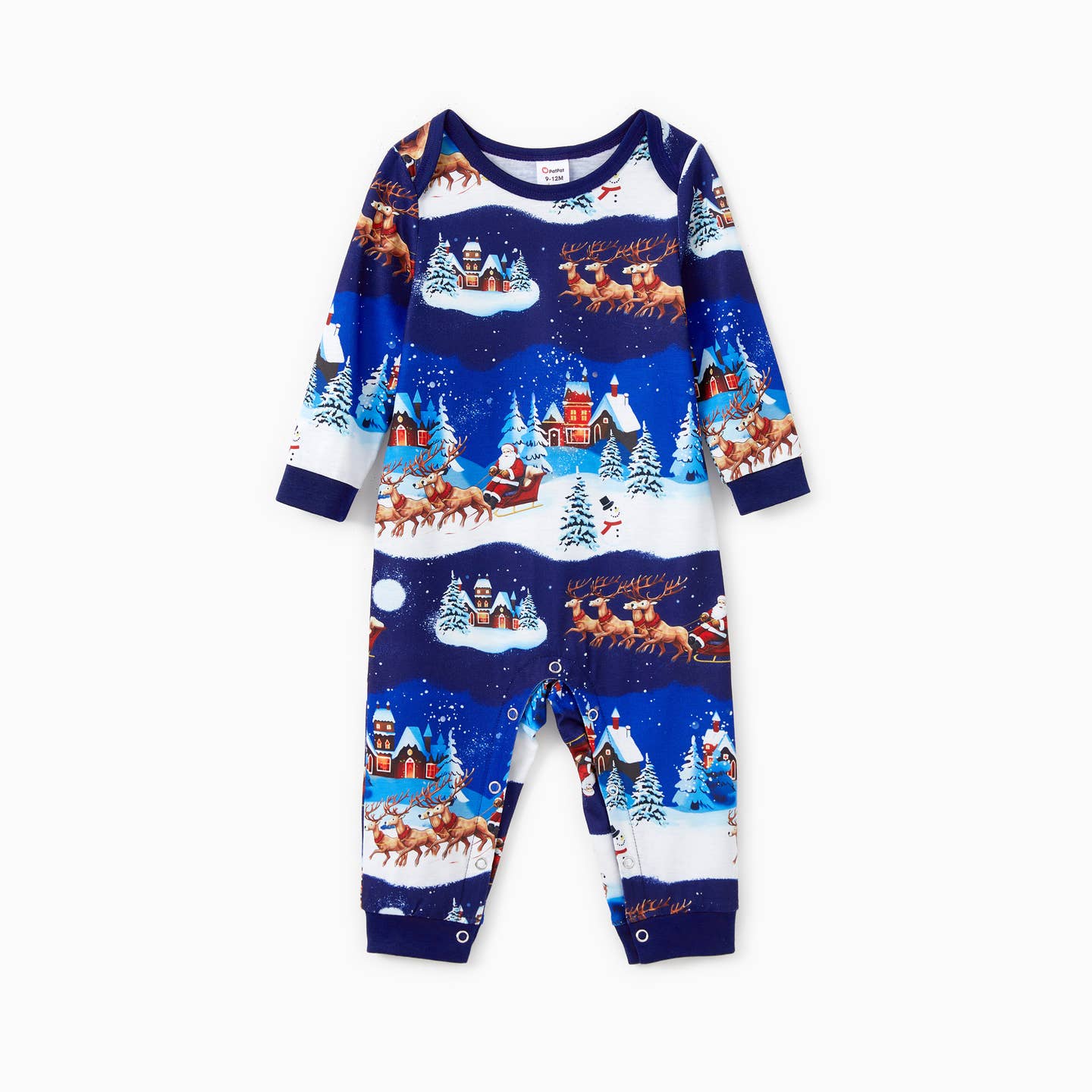Christmas Family Blue Santa Sleigh with Reindeer romper