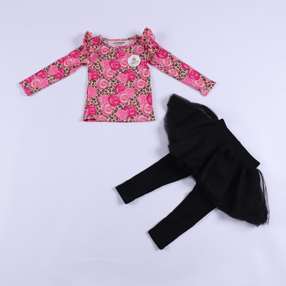 Cheetah Rose 2pc Outfit with Tutu and leggings