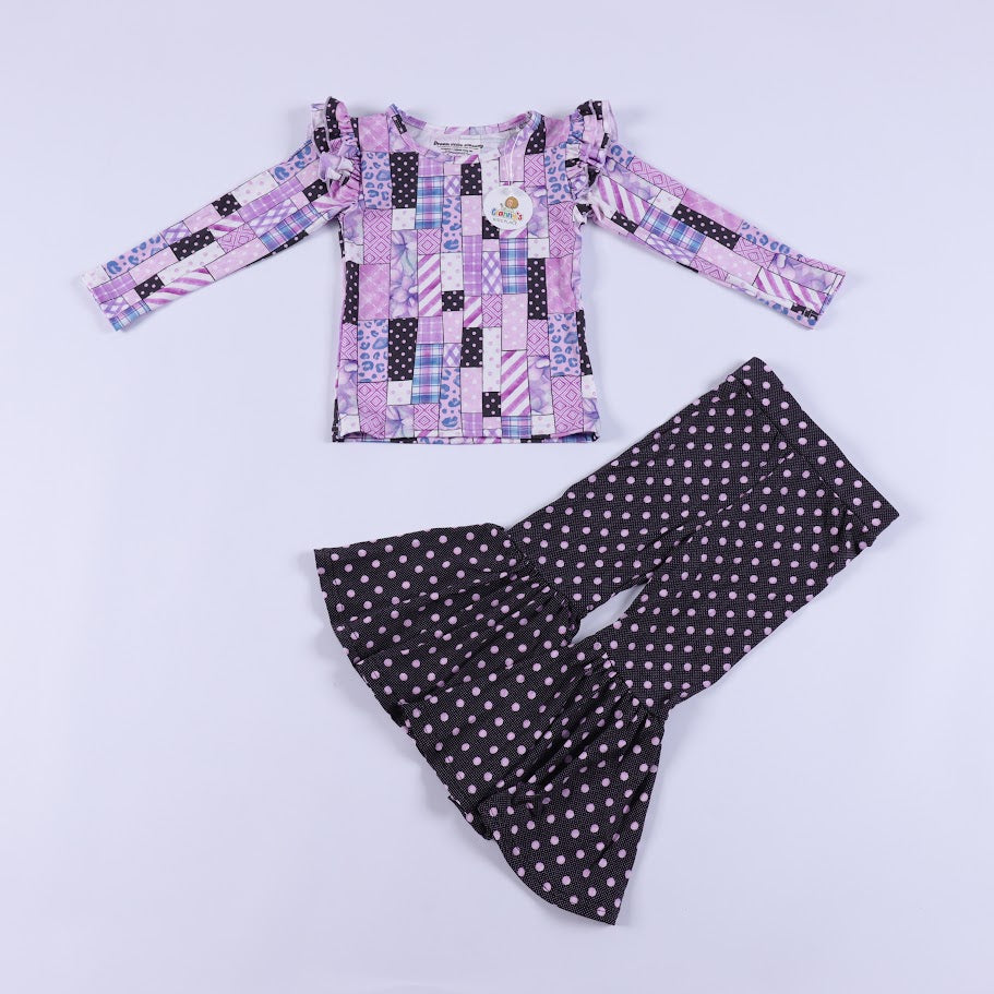 Purple plaid (patchwork) outfit - also available in sleeper and 2pc jammie