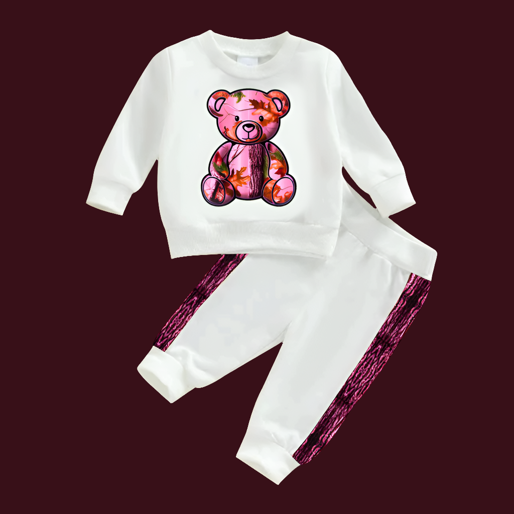 Pink "Girl" Camo Teddy sweatsuit