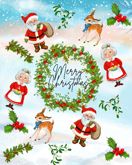 Christmas Mr & Mrs Claus w/button 2pc jammies