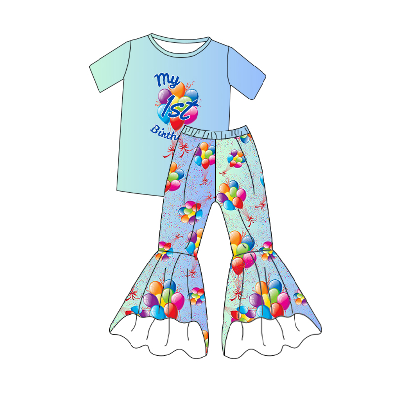My 1st Birthday bell-bottom girl pant outfit