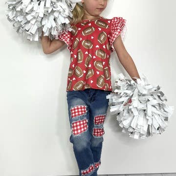 Gingham Football Girls Set - Red