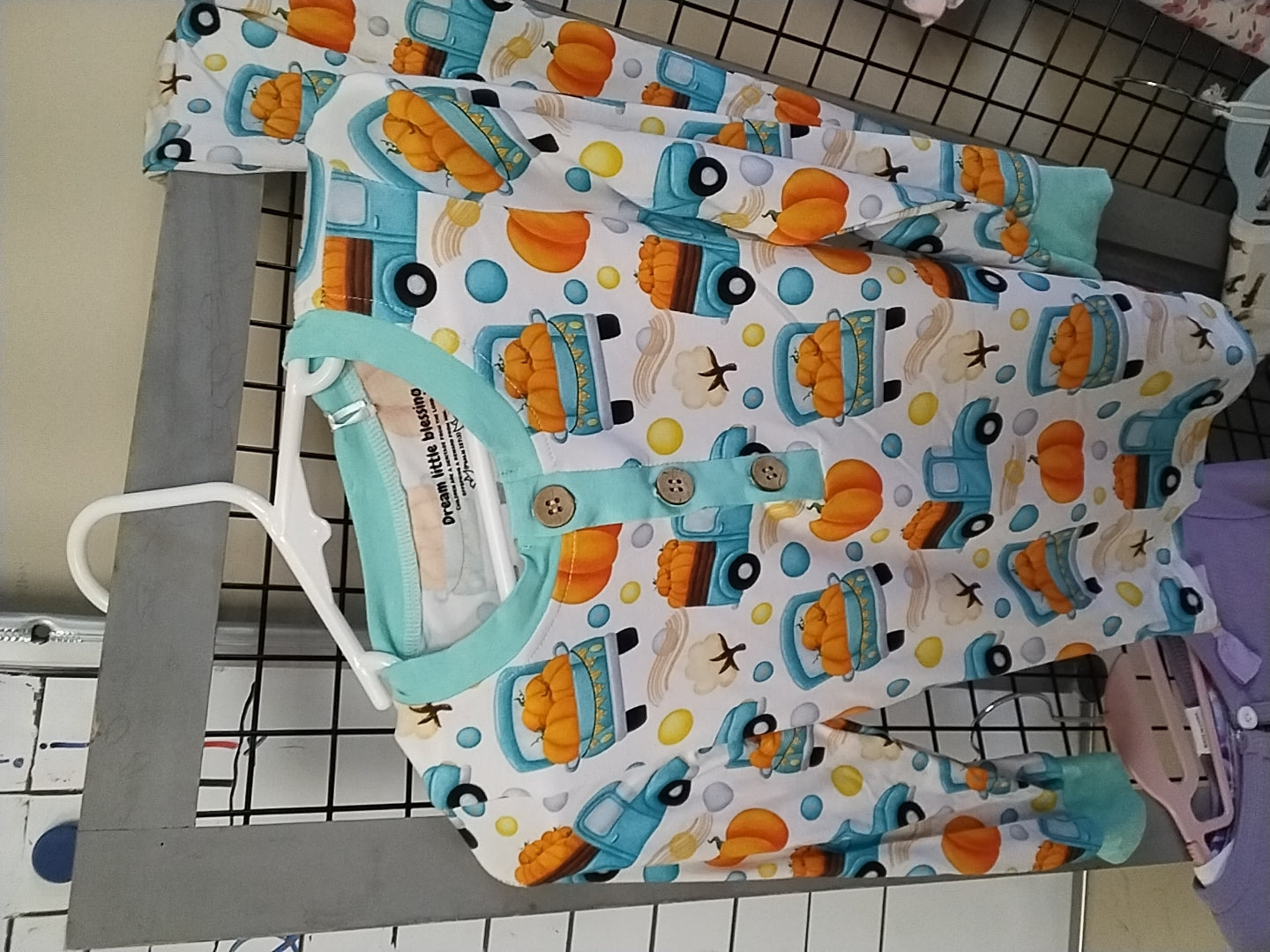 Fall Pumpkin Truck w/button 2pc jammie