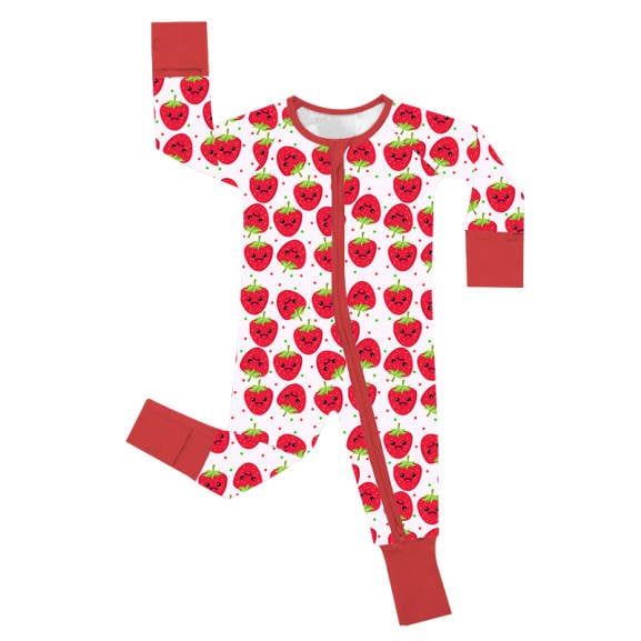 Smiley Strawberry Long Sleeve Sleeper-- Exclusive Design