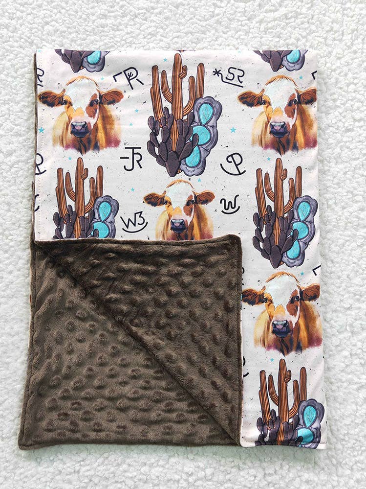 Cactus Western Cow Minky Blankets