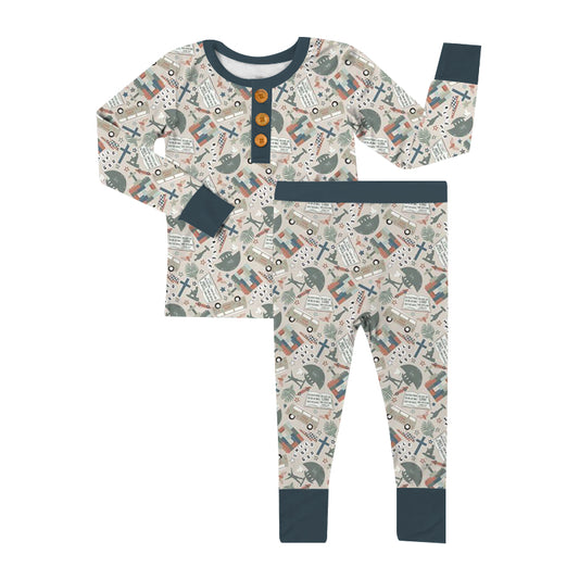 God's Promise - Boy 2pc jammie w/wooden buttons