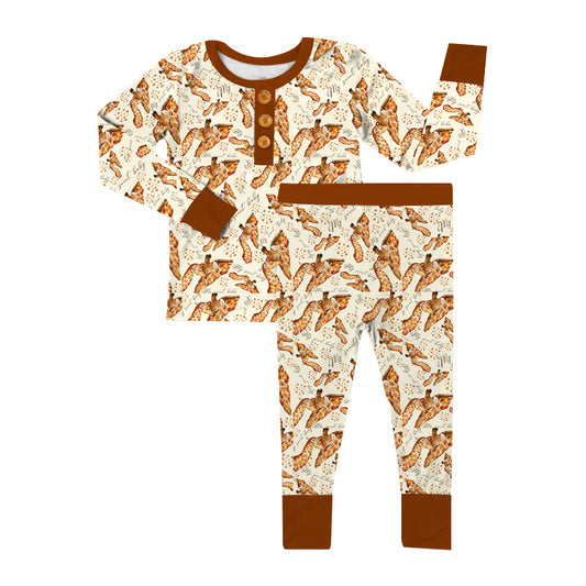 Giraffe w/button 2pc jammie