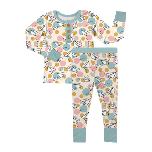 Paper airplane w/button 2pc jammie