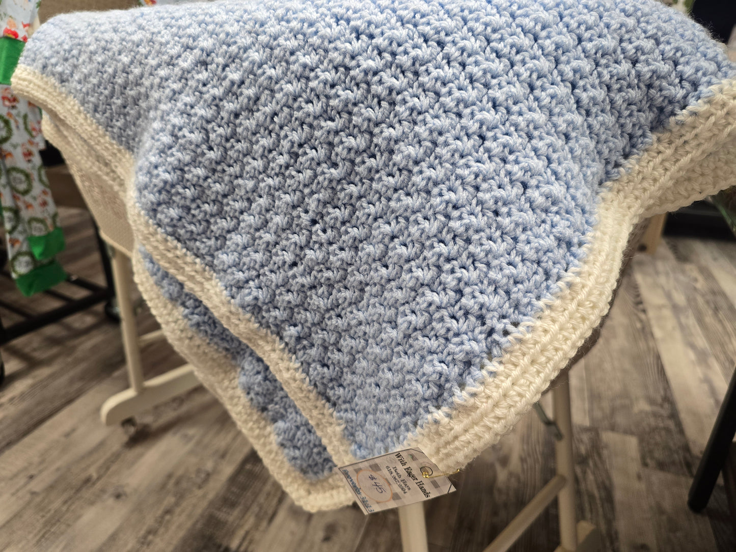 Blue crocheted blanket