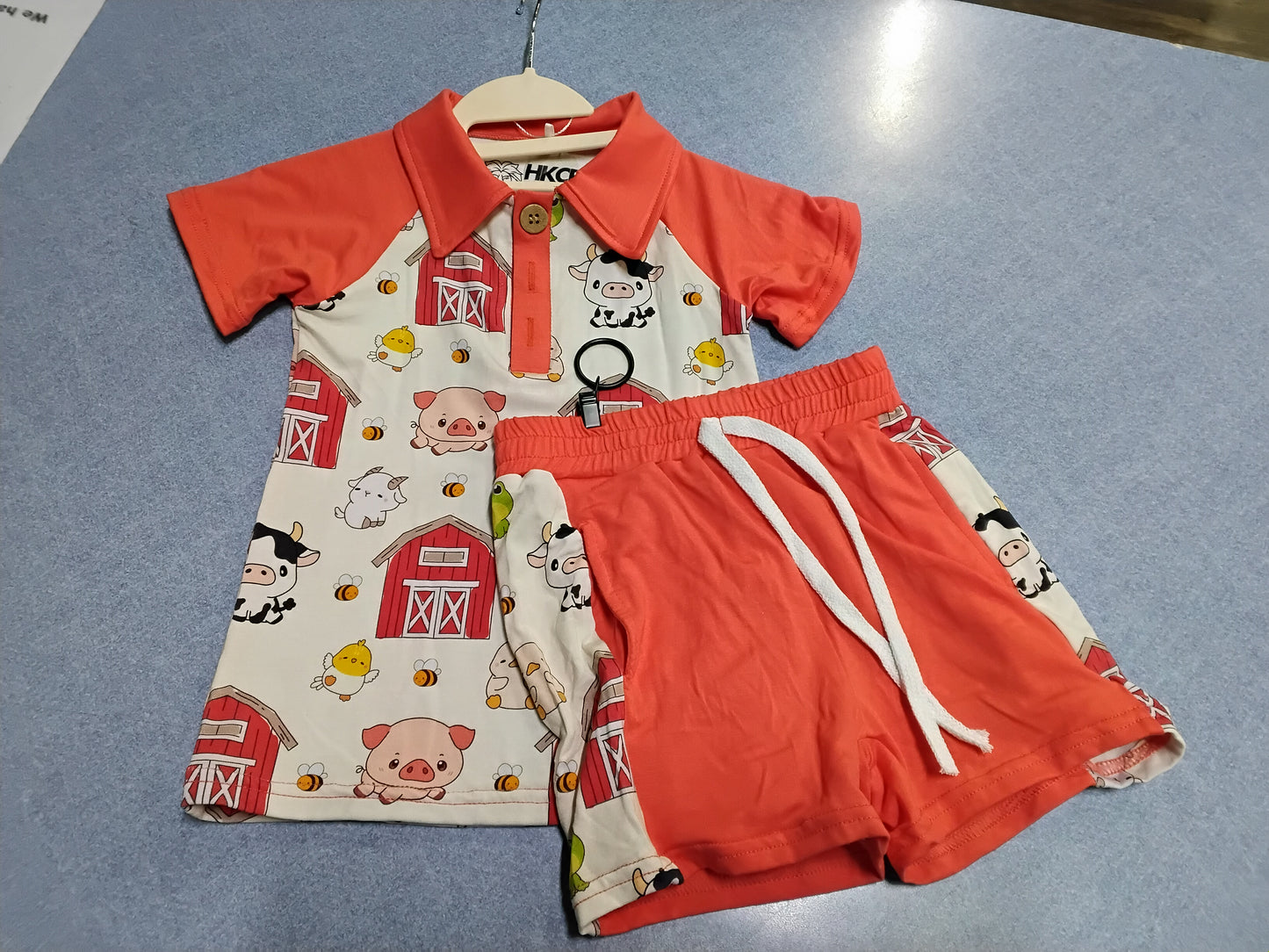 Barnyard Farm "red" Short Set with Pockets