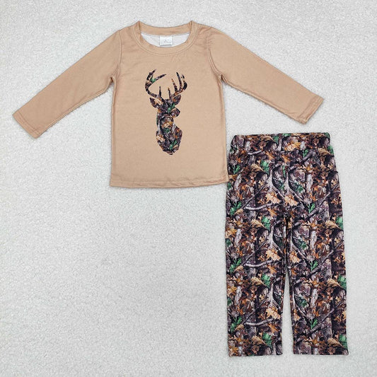 Baby Boys Fall Camo Deer Top Pants Clothes Sets