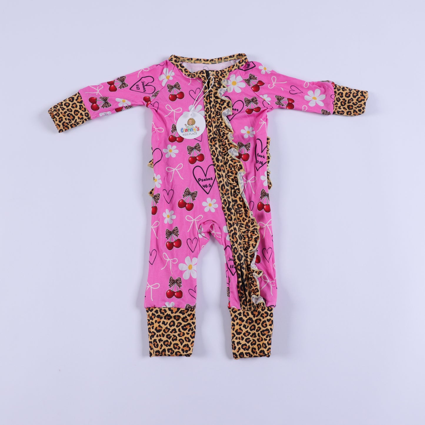 Cherry Cheetah sleeper - also in 2pc jammies