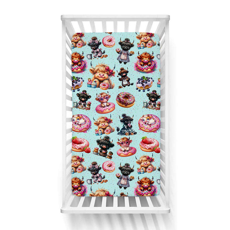 Girl Cow Doughnut Crib Sheet