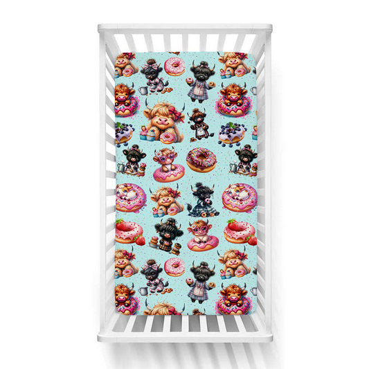 Girl Cow Doughnut Crib Sheet