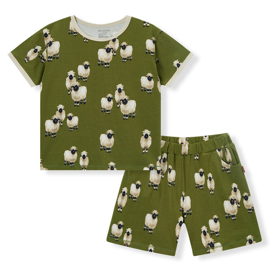 Valais Sheep Stretch Two Piece Shorts Set