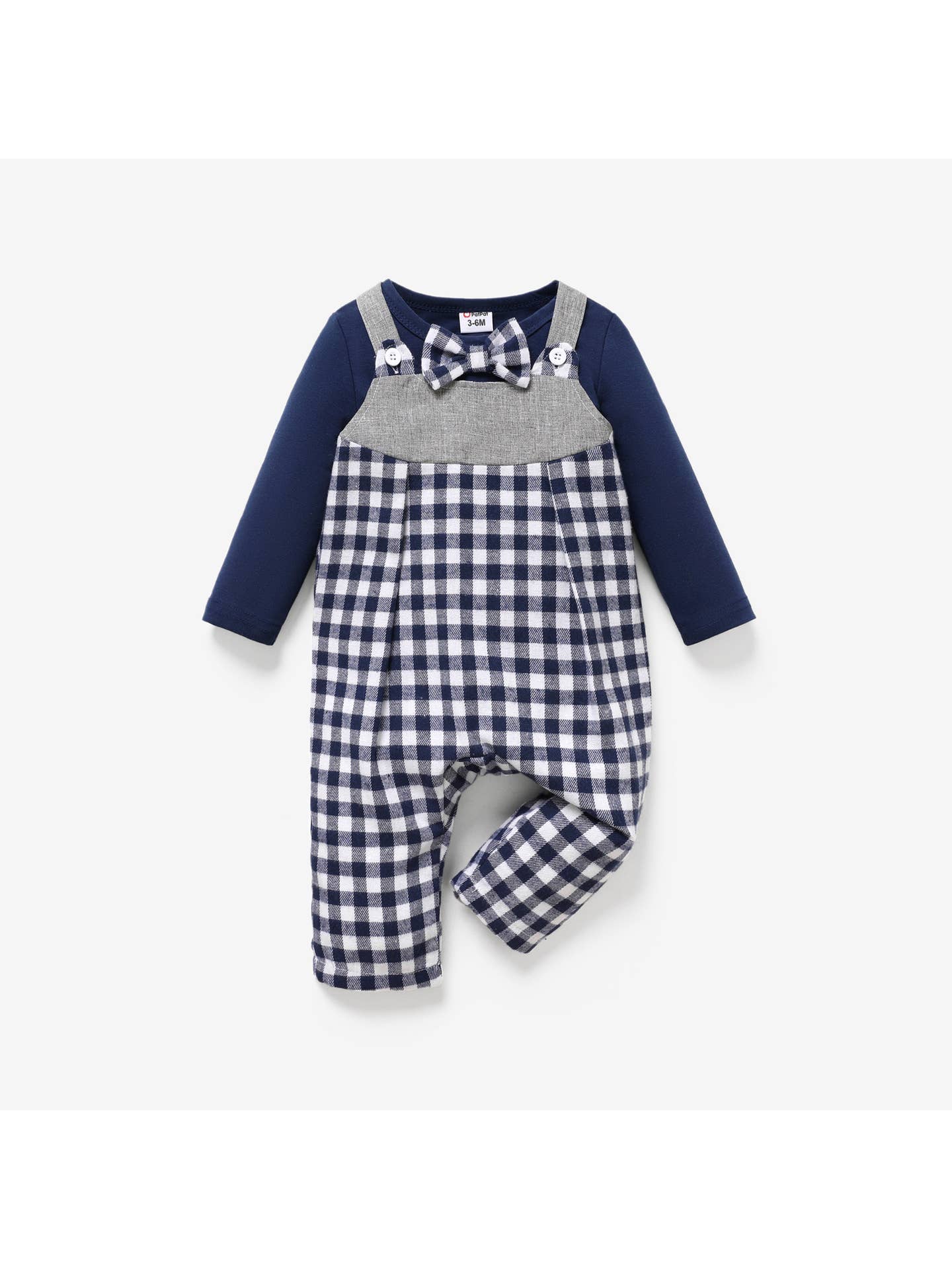 Checkered Bowtie 2pc Boy Overalls Set