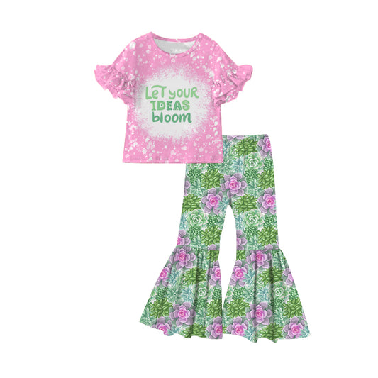 Let Your Ideas Bloom 2pc Girl bell bottoms outfit- milksilk