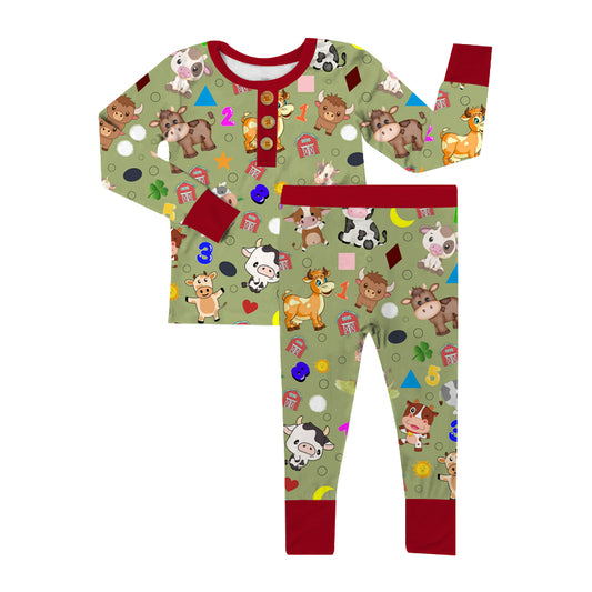 ABC Farm 2 pc Jammies w/Red Trim