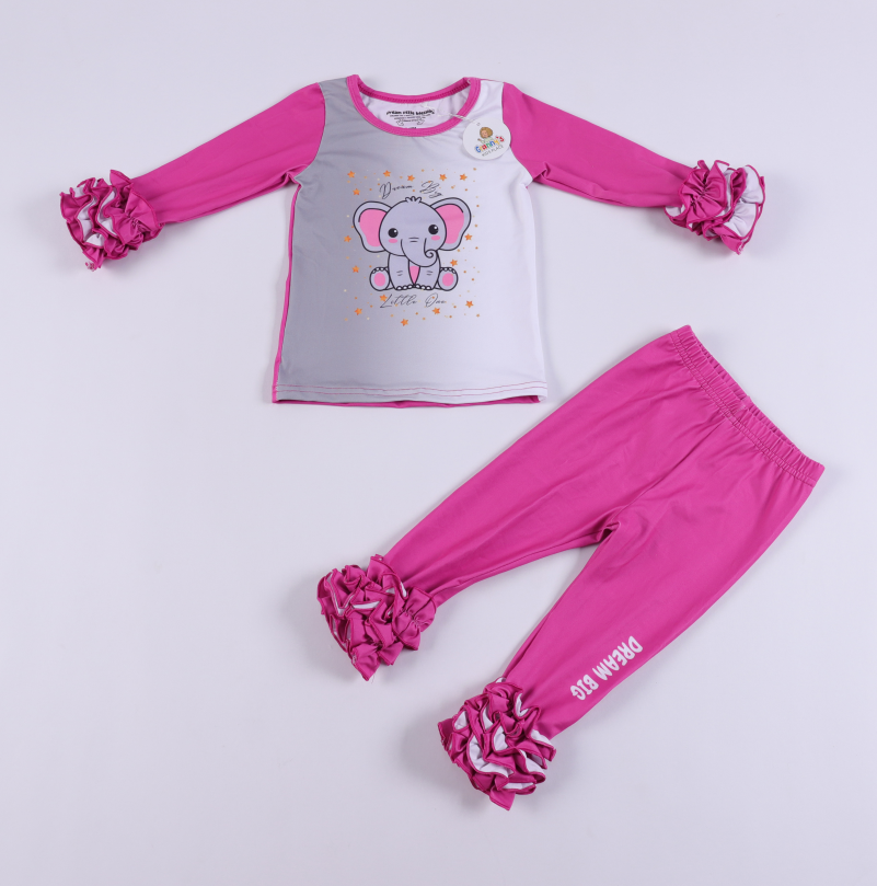 Pink Elephant Girl outfit with Ruffles