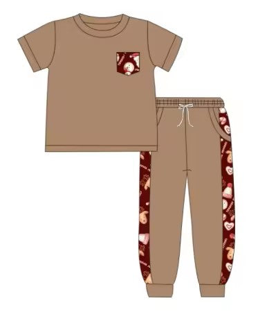 Christmas Cookie Collection - 2pc pant outfit with solid shirt and a design pocket with coordinating pants