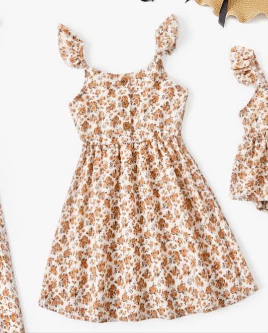 Mommy & Me Beige Floral Dress - Toddler dress