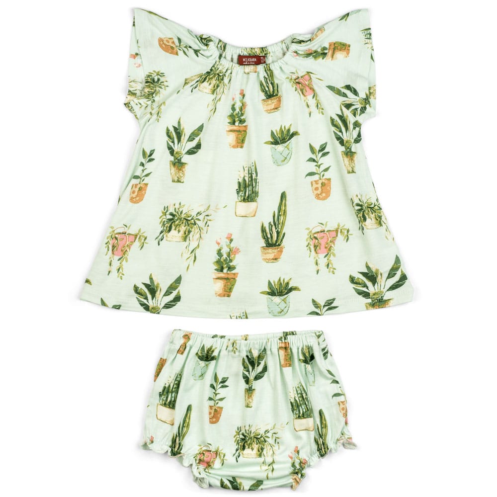 Potted Plants Bamboo Dress & Bloomer Set