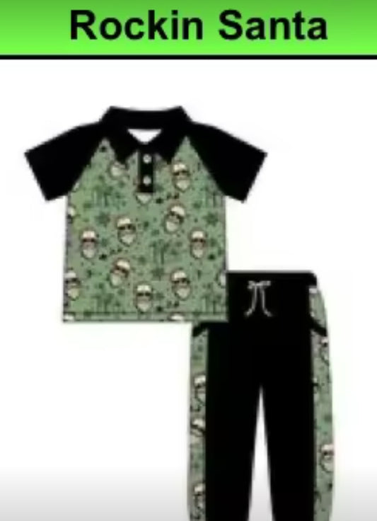 Cool Santa Boy w/button 2pc pant outfit