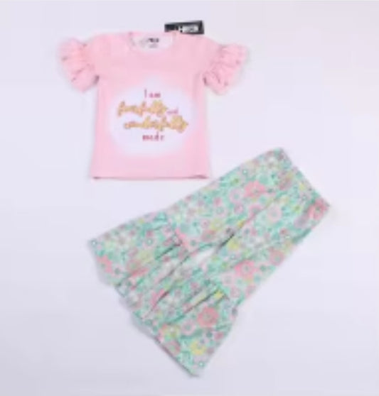 Fearfully & Wonderfully Made Girl 2pc bell bottom 2pc outfit - milksilk