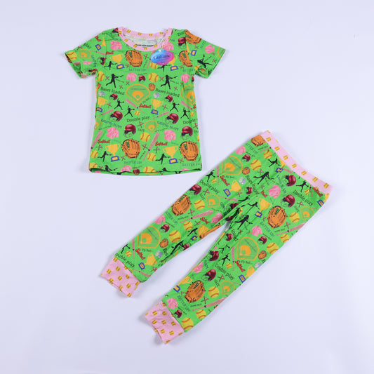 Softball 2pc jammie (also sleeper, short set, baseball design)