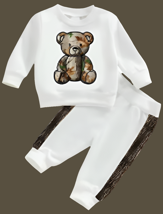 Brown Camo Teddy sweatsuit