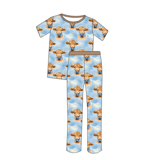 Blue Highland Boy Cow 2 pc Jammies