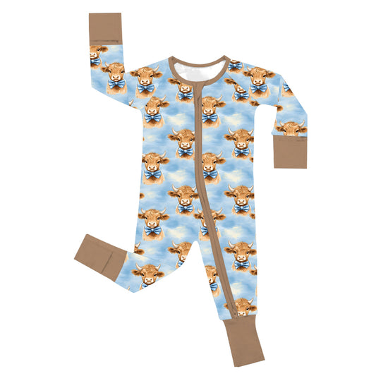 Boy Highland Cow Sleeper w/zipper