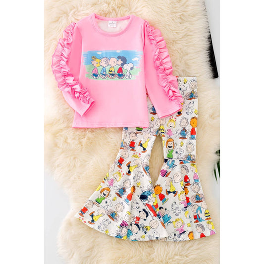 Snoopy, Pink Ruffle Detail Top & Matching Pants.