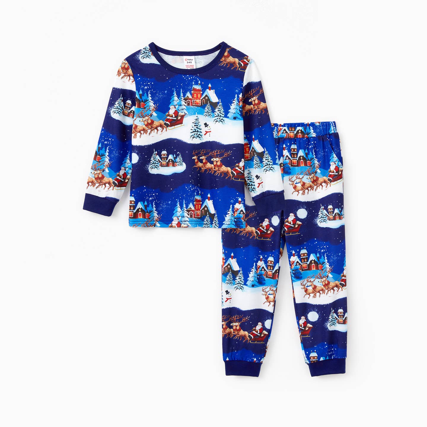 Christmas Family Santa Sleigh with Reindeer Pajamas Sets