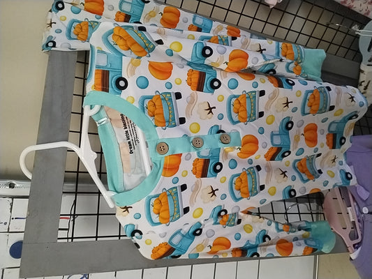 Fall Pumpkin Truck w/button 2pc jammie