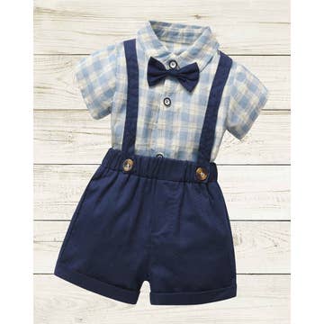 Blue Formal Wear Cotton - 3pcs Baby Outfit