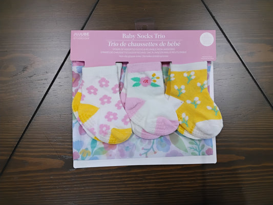 Pink Flower Baby Socks Trio