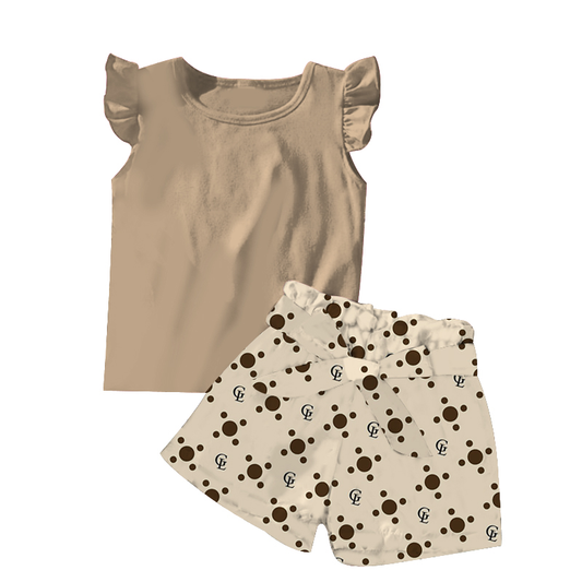 GiaLane "GL" brown polka dot girl short outfit