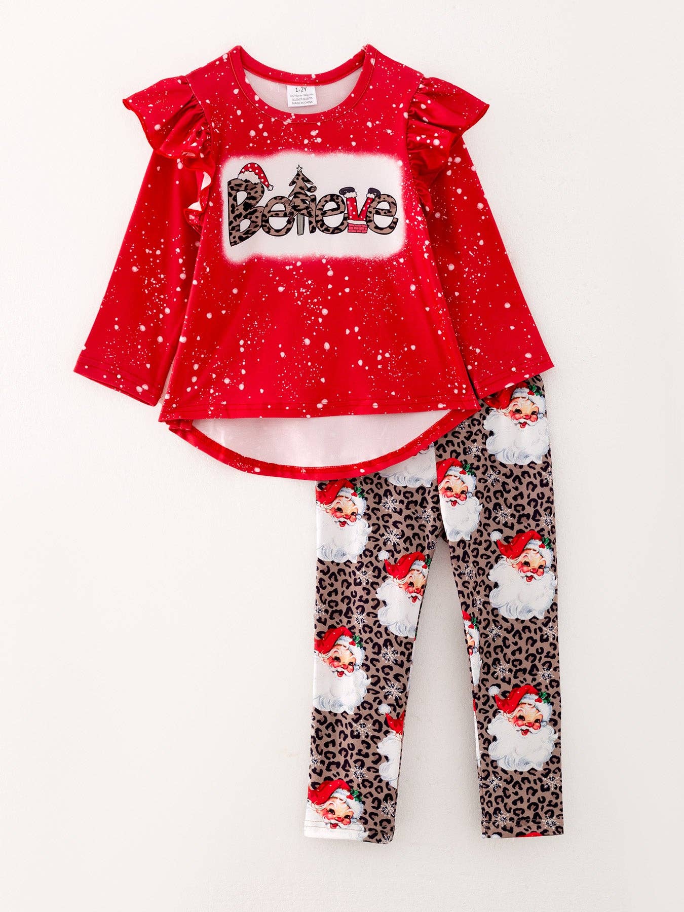 Believe Santa Christmas Girls Milk Silk Print Set