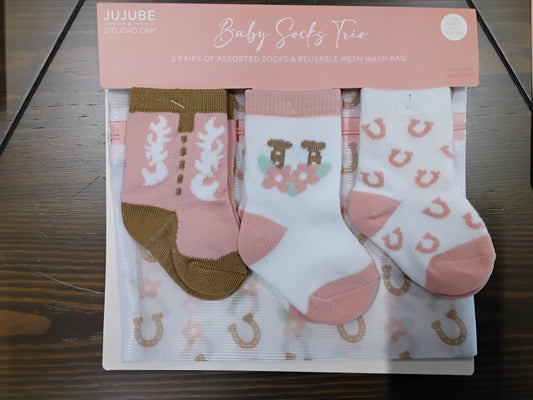 Pink Horse Baby Socks Trio
