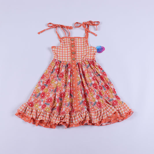 Spring Orange Dress with Flowers